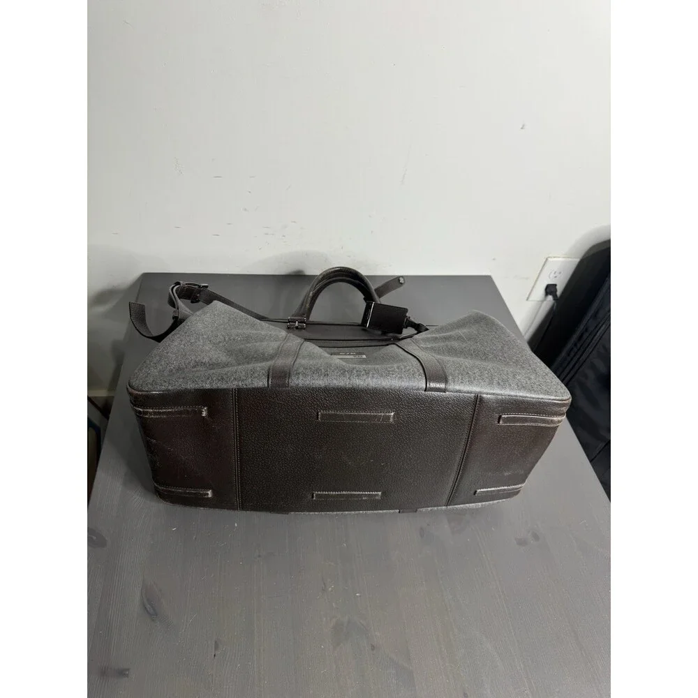 Authentic TUMI Astor San Remo Duffel Earl Grey Brown Leather Weekender Bag - Picture 6 of 13
